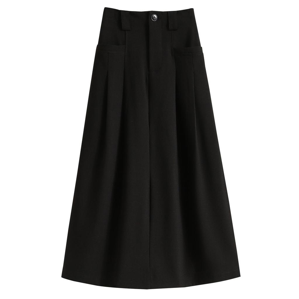 DIMANAF 2025 Women Summer Plus Size High Waist Skirts Vintage Elastic Elegant Long Pleated Skirts 5XL
