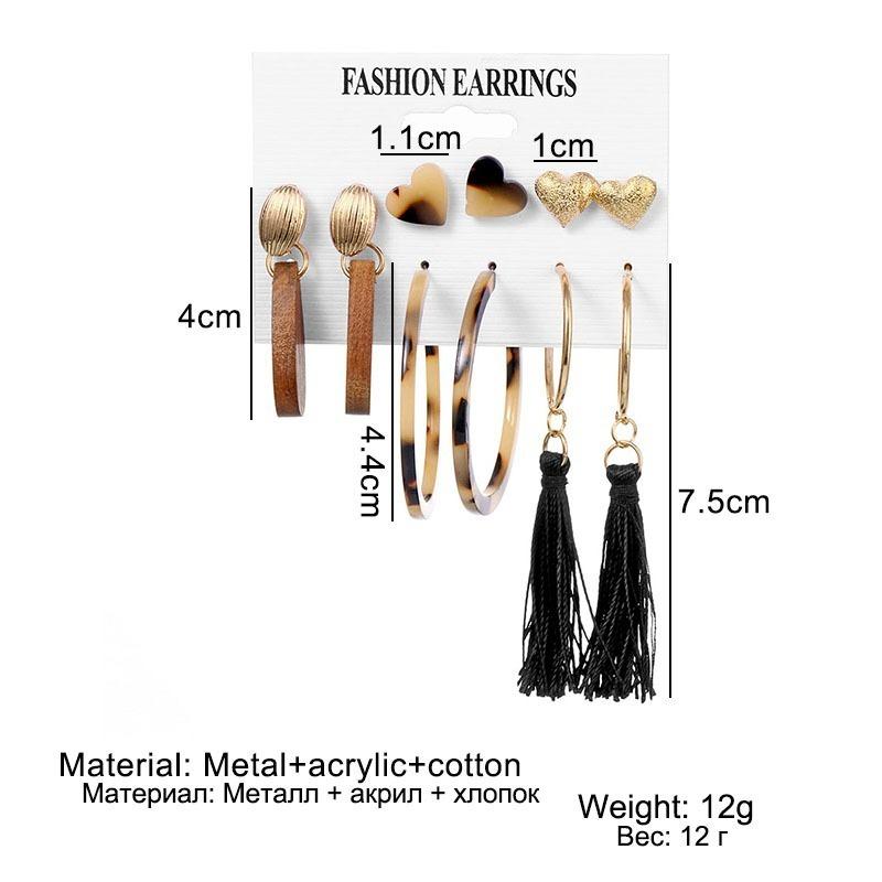 1set Bohemian Earrings Set, Butterfly Earrings Set, Simple Vintage Acrylic Tassel Pearl Earrings Set, Geometric Twist Ladies Jewelry Gift