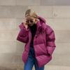 Lässige Damen Verdicken Kapuzen Daunen Baumwolljacke Mode Langarm Revers Schneejacke Damen Winter Schick Täglich Warm Pendelkleidung