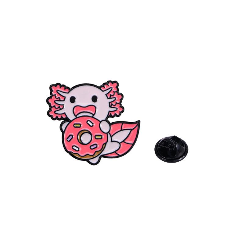 Cute Anime Alloy Brooch Cartoon Marine Animal Salamander Student Children's Clothing Badge Accessory Buckle