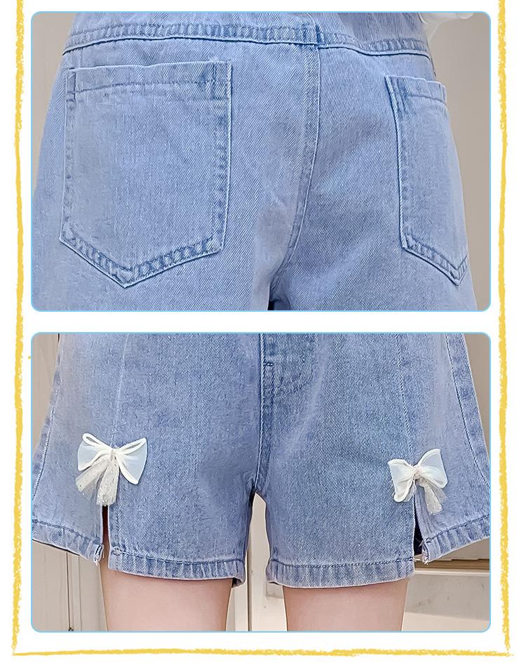 Korean Style Girls' Denim Shorts with Bows - Chic Summer Fashion Hot Pants for Kids