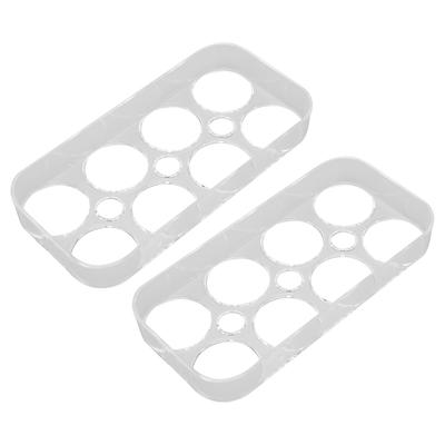 2 piezas 8 Compartimentos Bandeja para Huevos de Refrigerador Ranuras Independientes Portahuevos Transparente Contenedor de Huevos para Armario de Cocina