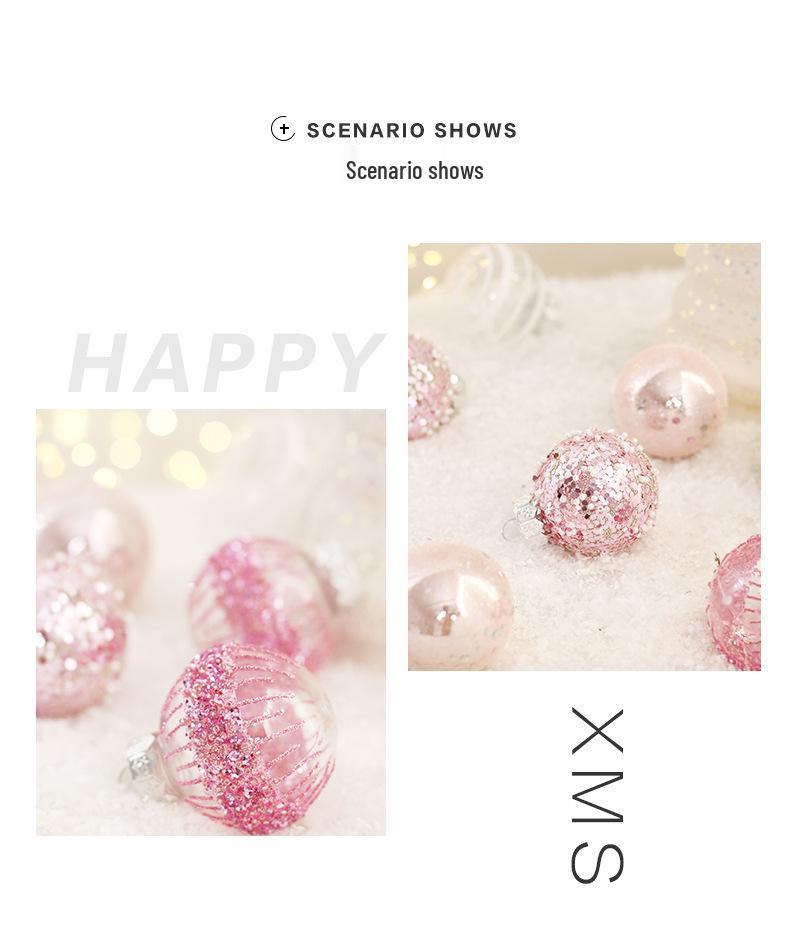 Pink Transparent Hollow Christmas Tree Ornament - PET Round Decorative Ball