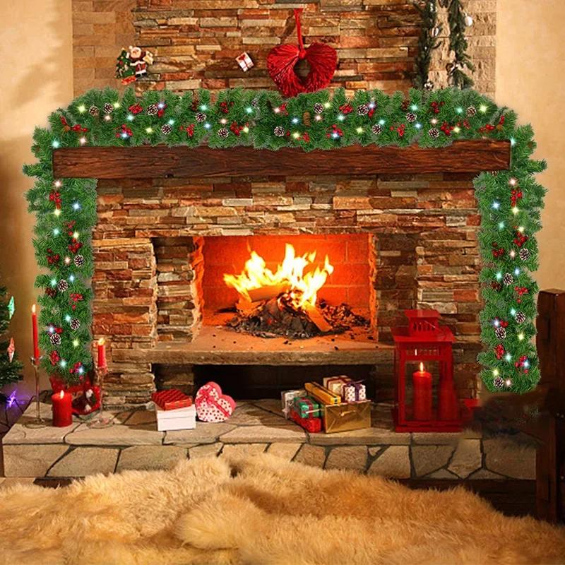 Green PVC Christmas Decoration Rattan Hotel Shopping Mall Bar Door Hanging Decoration Christmas Encrypted Rattan