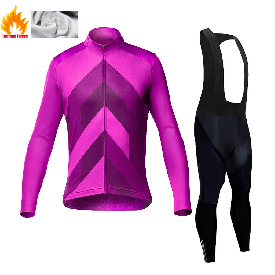 2025 Pro Warm Winter Thermal Fleece Cycling Jersey Sets Men Outdoor Riding MTB Ropa Ciclismo Bib Pants Set Cycling Clothing