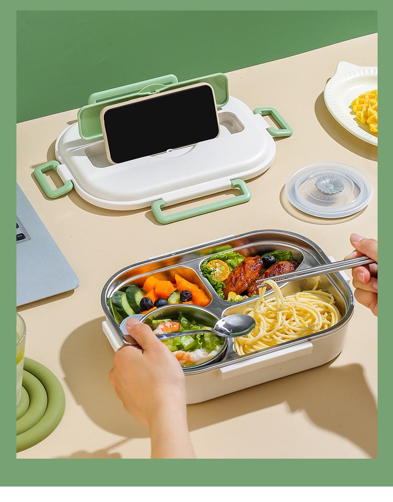 304 Edelstahl Tragbare Isolierte Lunchbox, Auslaufsicher & Mikrowellengeeignet für Schüler und Berufstätige