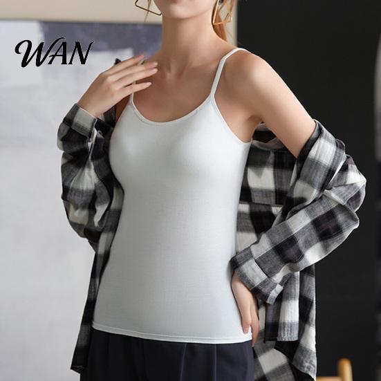 Top na cienkich ramiączkach Damskie topy cami z wkładkami Podwójnie podszywane koszulki camisole Fitness z wbudowanym biustonoszem Dopasowany Basic Letni Do wyjścia Oddychający