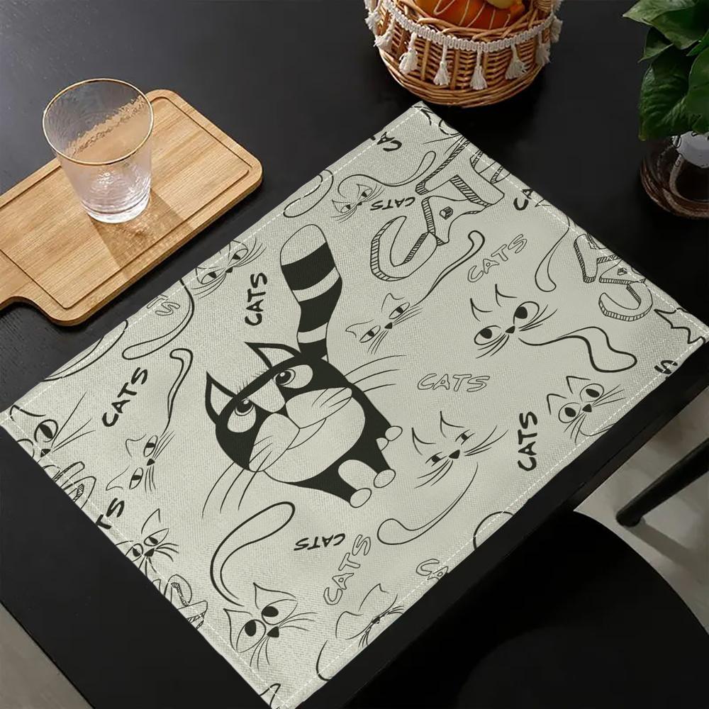 Cartoon-Cute Cat Kitchen Placemat Dining Table Mats Drink Coasters Western Pad   Home Decor 5.27