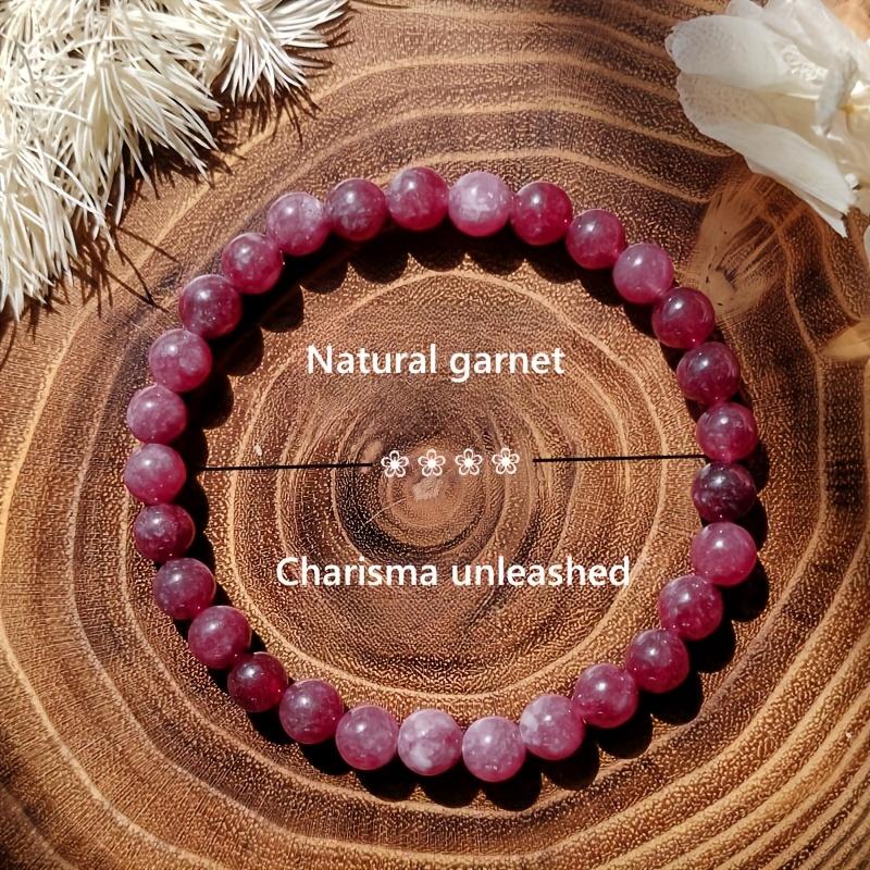 

Adjustable Natural Garnet Bracelet | 6mm Natural Stone Beads Handmade Jewelry | Symbol of Promise Fashion Accessory | Stacked Simple Style Accessory Red