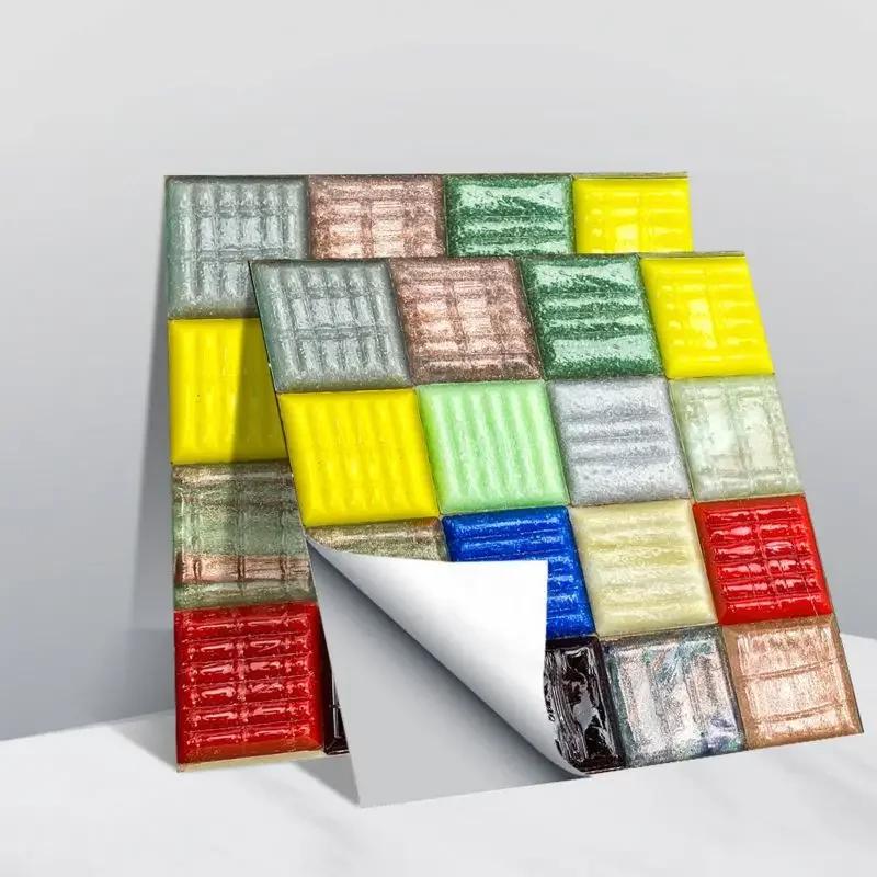 10pcs 3D Crystal Tile Stickers DIY Waterproof Self-Adhesive Wall, DIY Stickers for Home Decor Living Room Bathroom Kitchen Decor