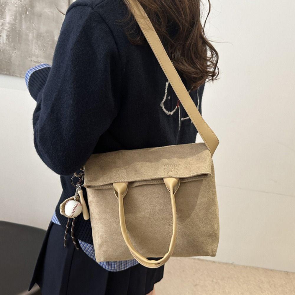 Brown Vintage PU Crossbody Bag Handbag Female Tote Bag Creative Suede Velvet Shoulder Bag Outdoor