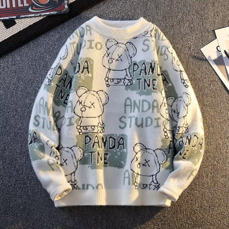 

Men s Youth Mink Velvet Knit Pullover Sweater - Half-High Collar, Warm, Trendy Autumn/Winter Base Layer M білий