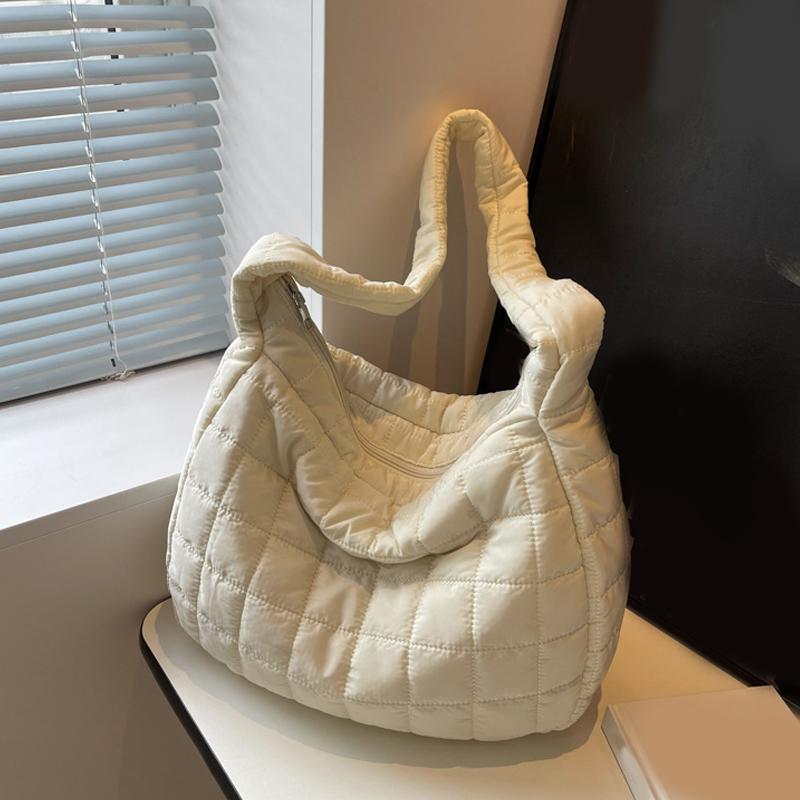Women Padding Shoulder Bag Casual Quilted Crossbody Bag Fashion Solid Messenger Bag Versatile Slouchy Shopping Bag