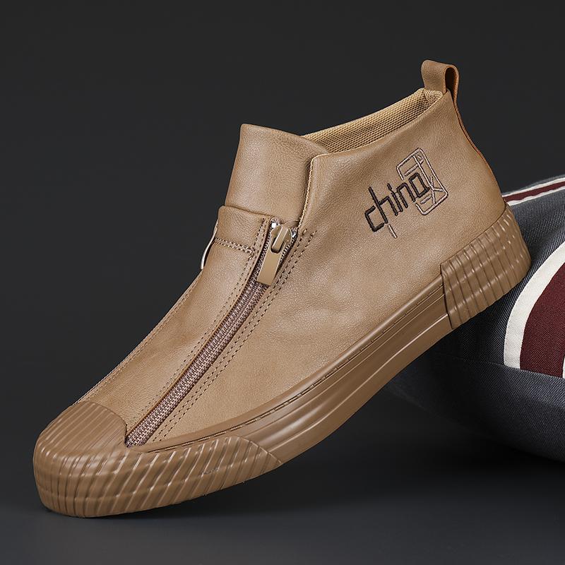 2022 Summer Newest Men Casual Shoes Fashion Light Sneakers Comfortable Soft-Soled Good Quality Outdoor Non-Slip Solid Color Leather