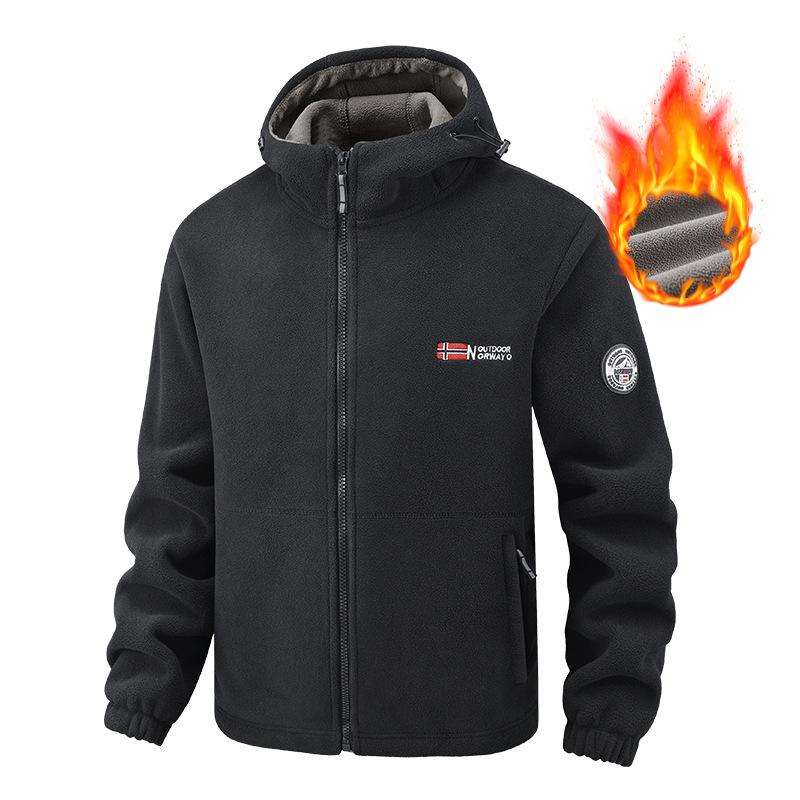 Winter Sportkleding Set Heren Retro Training Dikke Fleece Jas + Broek Tweedelige Set Casual Ski Hardlopen Trainingspak Pak