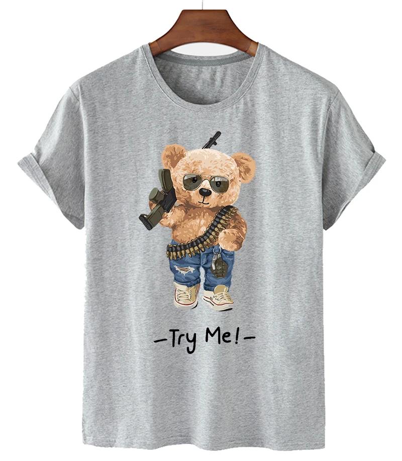 Funny Bear Print Tshirt Women Fashion Cartoon Harajuku Casual Tshirt FeUnisex Summer Short Sleeved Top Tees Unisex T Shirt