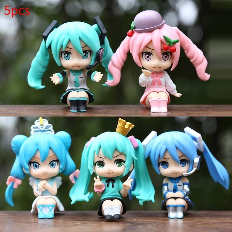 5pcs Miku Hatsune Q Version Model Toy Cartoon Children Cake Decoration Baking