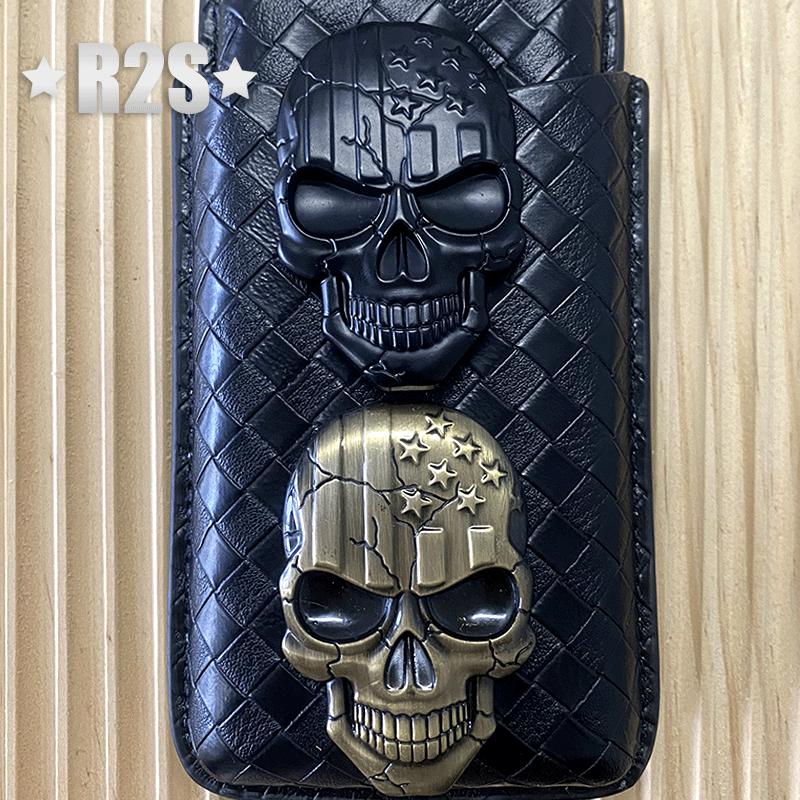 2x 3D Big Black Metal Skull Skeleton Evil Bone Car Emblem Badge Decal Sticker