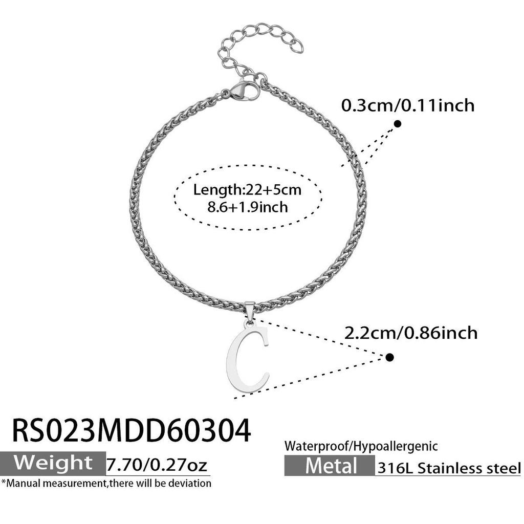 26-Letter Pendant Anklet: Stainless Steel Simple Design Foot Jewelry