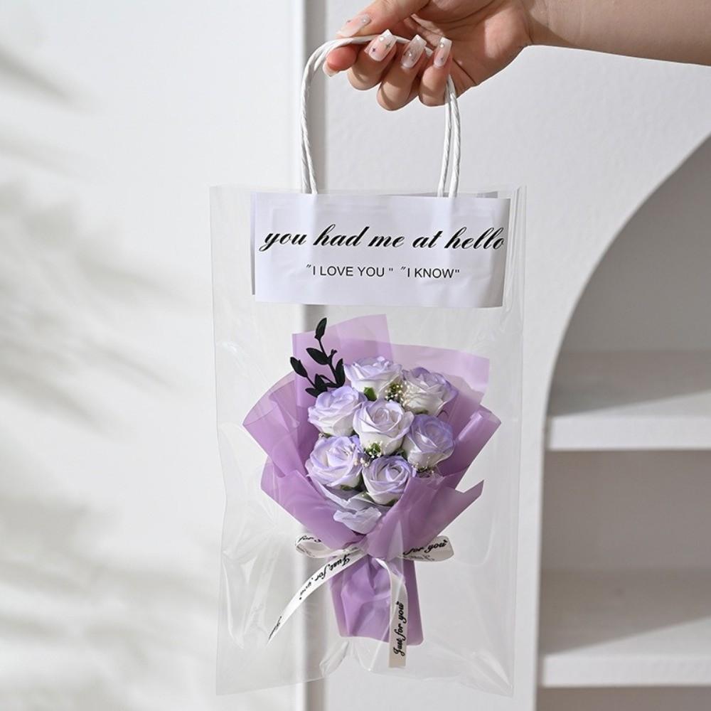 Fashion 7 Heads Rose Soap Flowers Mini Artificial Fake Plants Soap Flower Bouquet Wedding Birthday