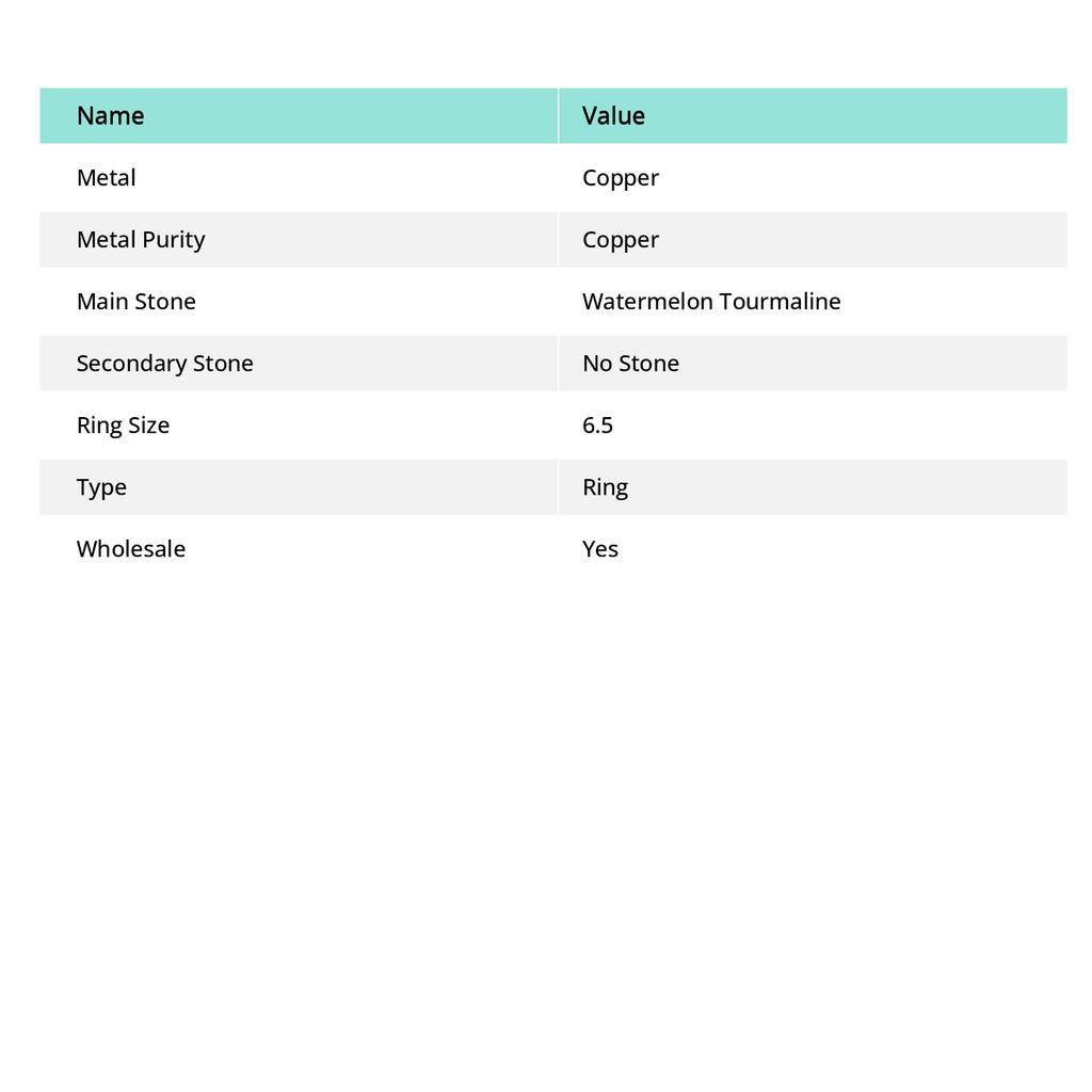 Natural Watermelon Tourmaline Gemstone Copper Jewelry Ring Size 6.5 U5e78