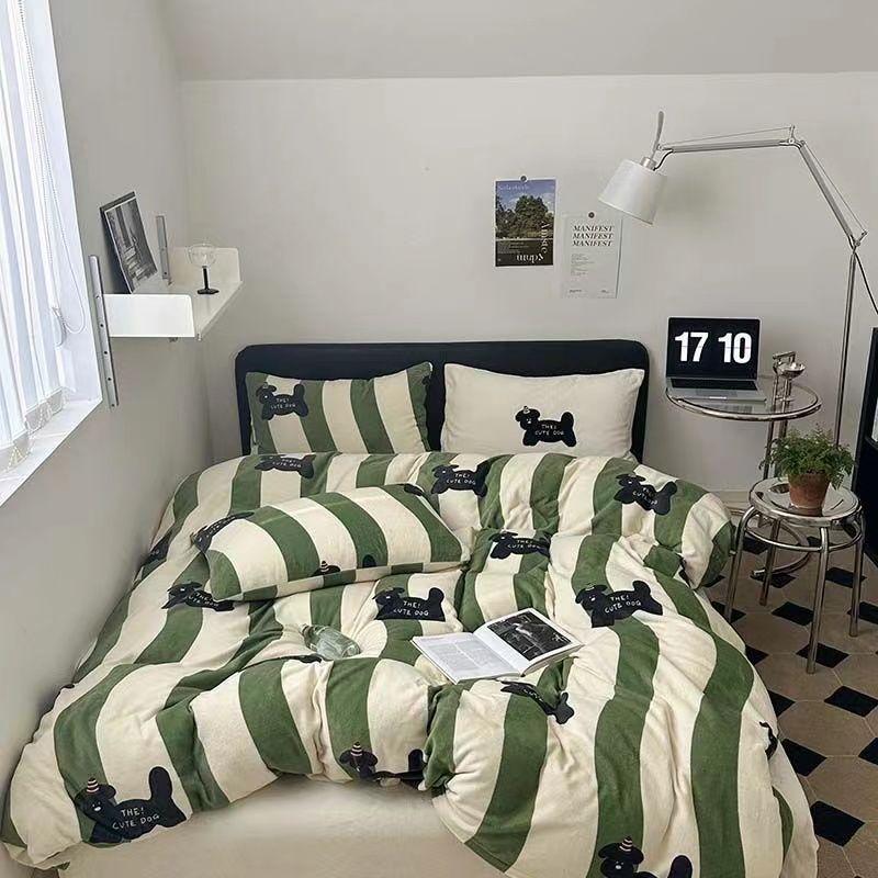 

Комплект из трех простыней из стираного хлопка с рисунком «Бабочка» из четырех предметов, простыня для студенческого общежития 1.2m 3pcs зелёный