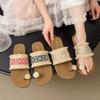 Flat-bottomed cool slippers women's new square head simple casual beach cool slippers women in summer 2025
