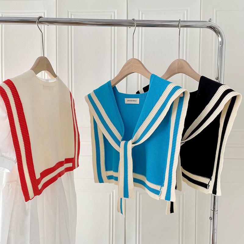 Small shawl for women in spring and summer outdoor wear office air-conditioned room neck protection striped shawl knotted scarf