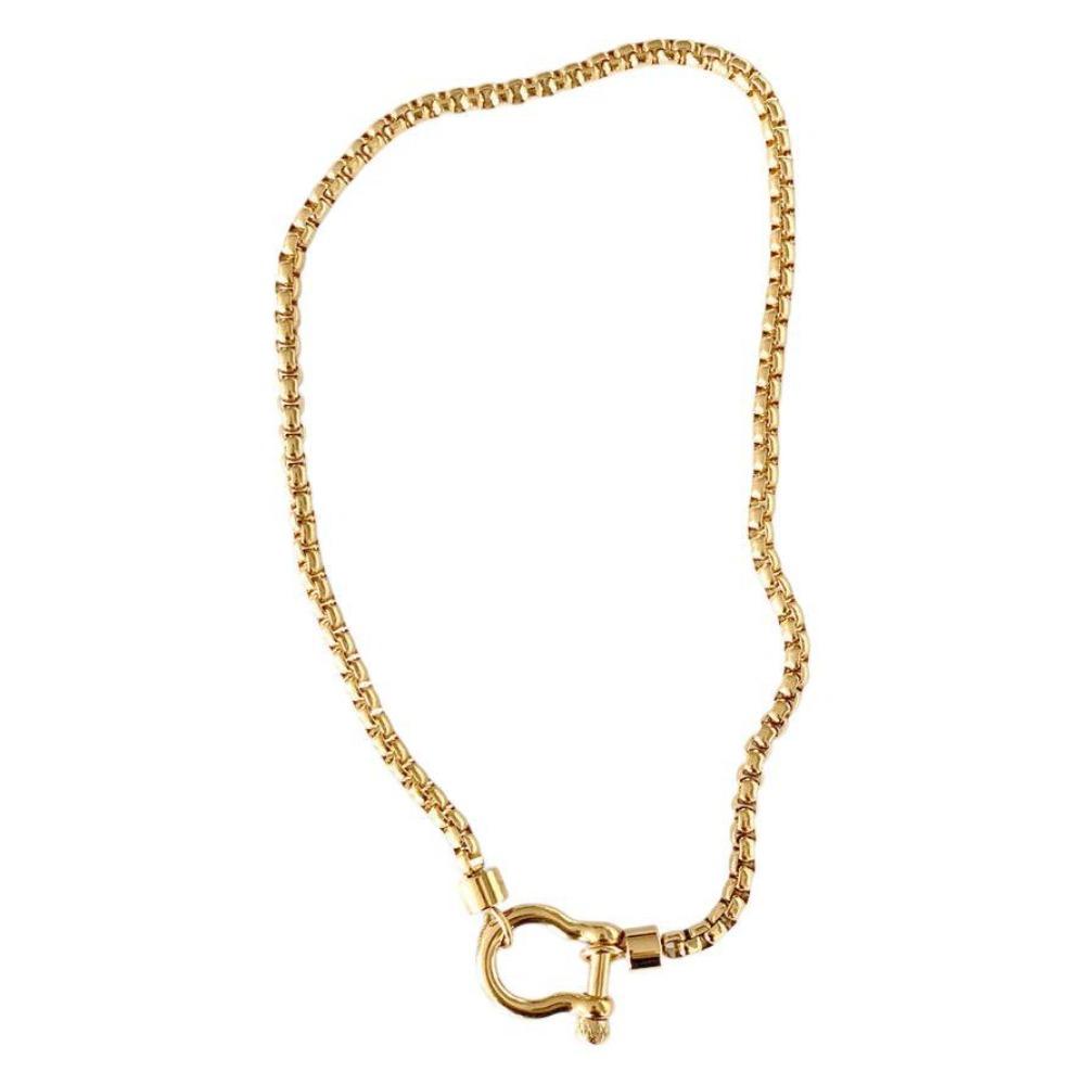 Light Luxury Personalized Mountaineering Buckle Necklace 18k Gold-plated Stainless Steel Box Chain Necklace Female and Male Hypoallergenic 45cm