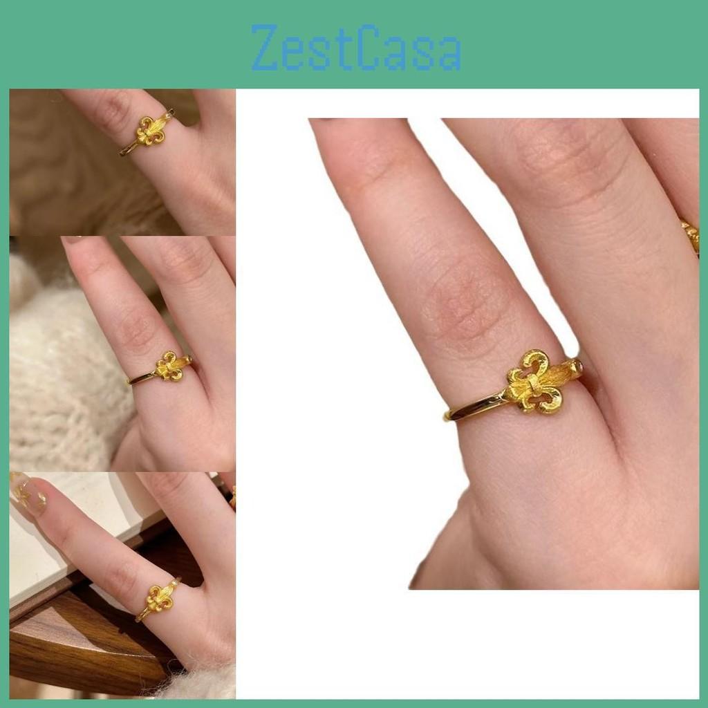 Gold Premium Iris Flower Ring Stylish Copper Finger Ring For Fashionable Women