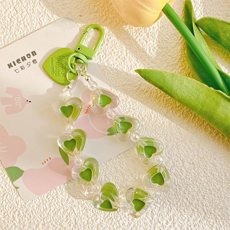 Kreativní barevný akrylový přívěsek na mobil ve tvaru srdce, klíčenka, ozdoba na tašku, řetízek, dekorace na pouzdro na sluchátka, příslušenství na klíče od auta