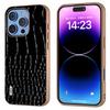 ABEEL For iPhone 16 Pro Max Case Electroplating Edge Crocodile Texture Genuine Cow Leather Back Phone Cover