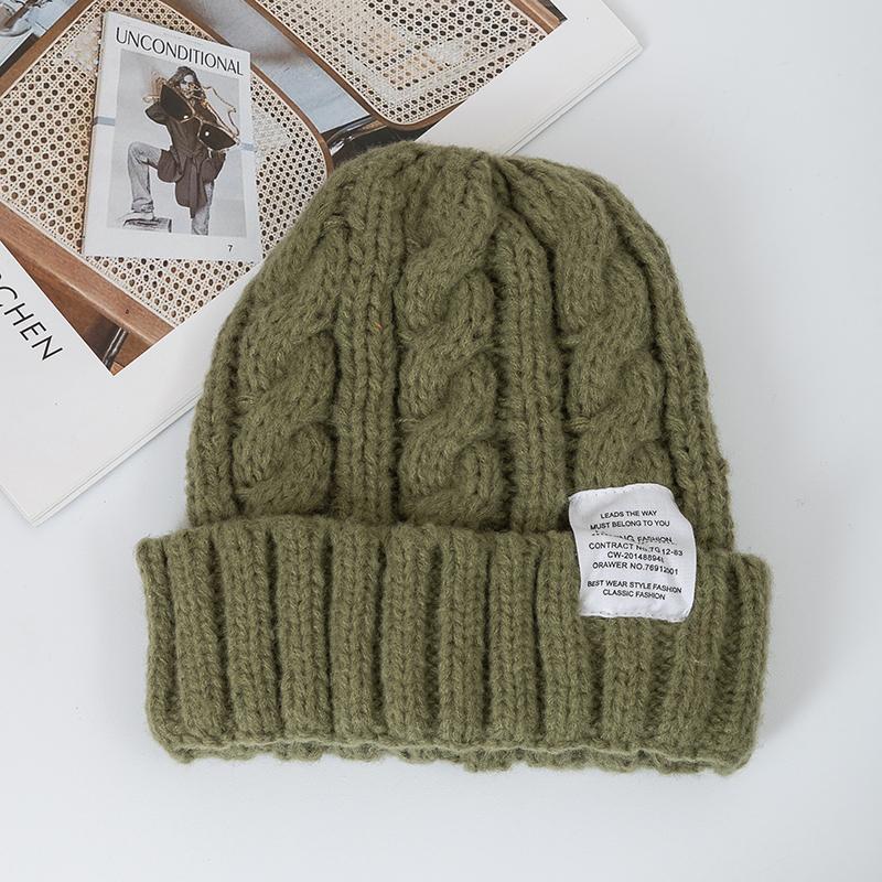 

Новая женская зимняя шапка ярких цветов, модная тканевая вязаная шапка в стиле Kpop, мягкие шапки-бини для женщин, уличная зимняя кепка армия зеленый