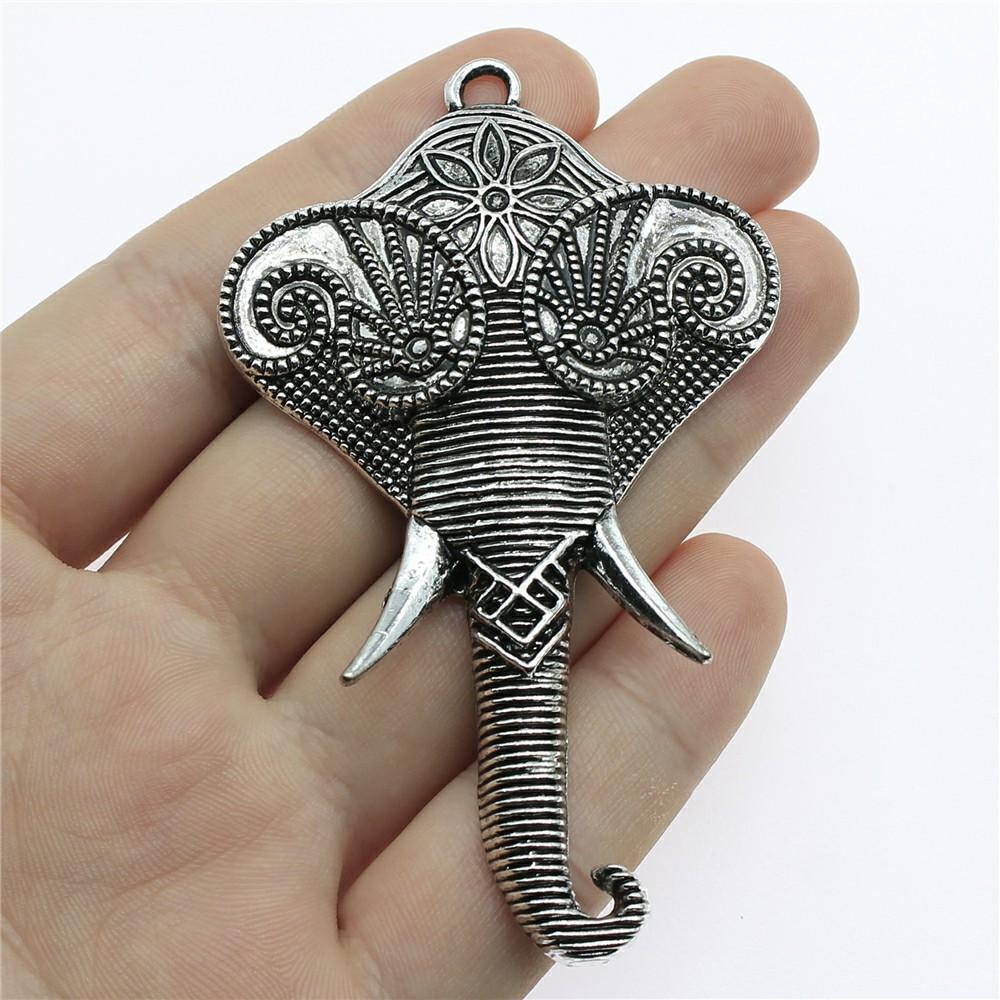 2pcs Charms Big Elephant For Jewelry Making DIY Jewelry Accessories Antique Silver Color Big Elephant Pendant Charms