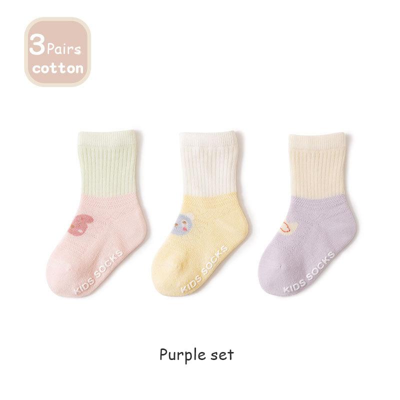 3 Pairs/Lot Baby Socks Summer Thin Baby Floor Socks Non-Slip Kids Socks Cute Cartoon Mesh Newborn Socks For Boys And Girls