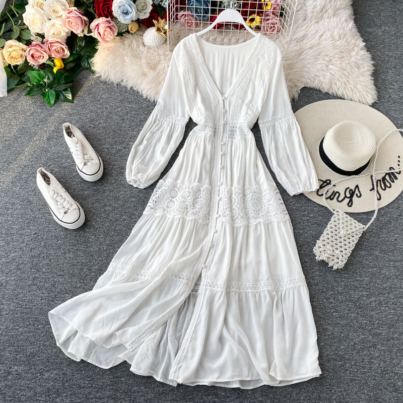 

Super Fairy Slimming Beach Dress Thailand Bali Trip Shoot White One size