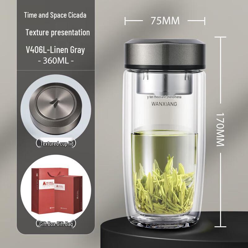 Wanxiang Double-Layer Portable Glass Cup