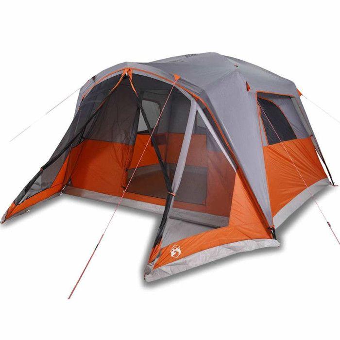 VidaXL Family Tent and Porch 6 Person Grey Orange Waterproof, Tent, Garden Tent, Outdoor Shelter, Tent of 94550