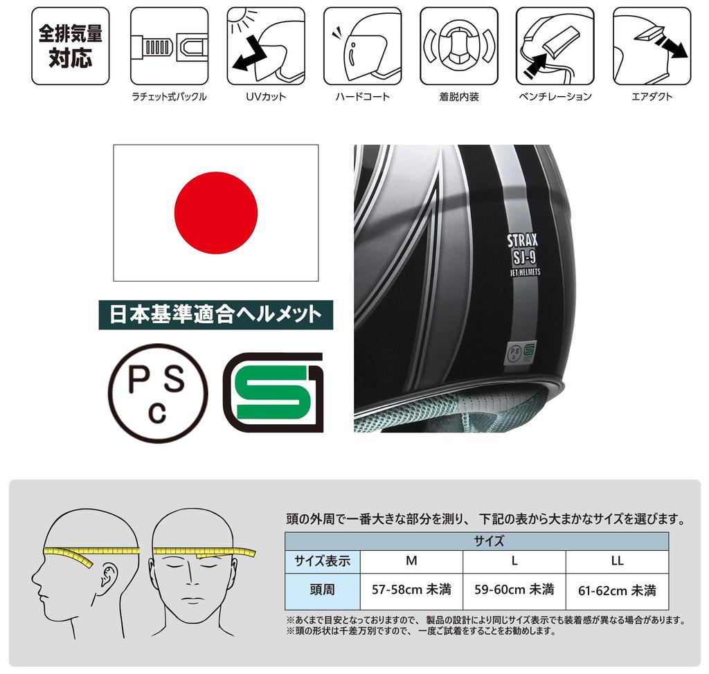 Kask motocyklowy LEAD Jet STRAX, Czarny, LL, SJ-9