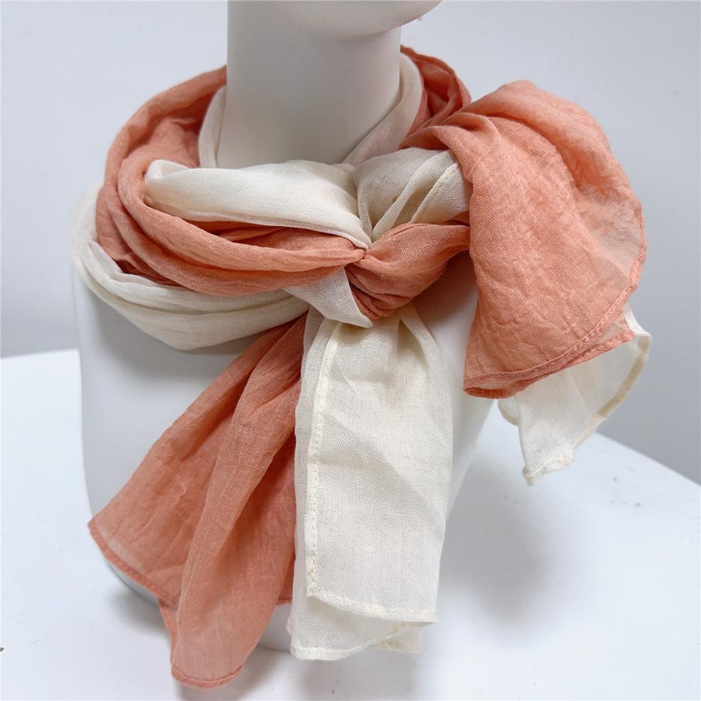 Two-Color Spliced Cotton And Linen Scarf, Very Soft To The Touch, With A Sense Of Drooping, Support