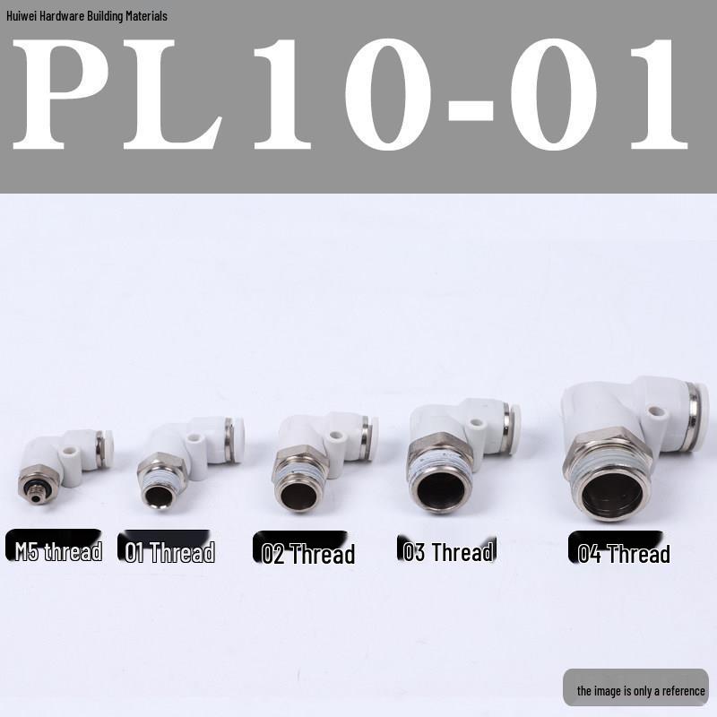 Pneumatic Tube Quick Connector: PL8-02, 4-M5, 6-01, 10-03, 12-04 Threaded Elbow