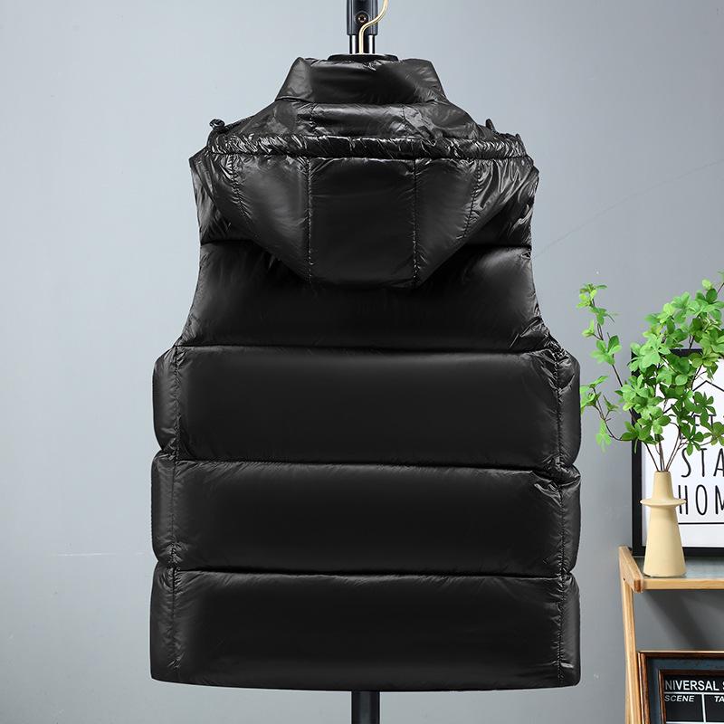 Unisex 2024 Schwarz Gold Daunenweste: Lässig, Verdickt, Trendige Weste