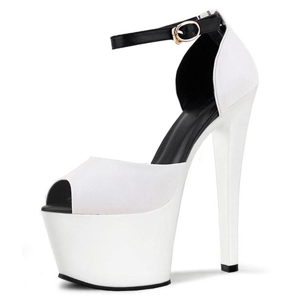 2025 new summer fashion women's sandals high heel fish mouth personality one-word buckle thin heel 20cm trendy shoes women