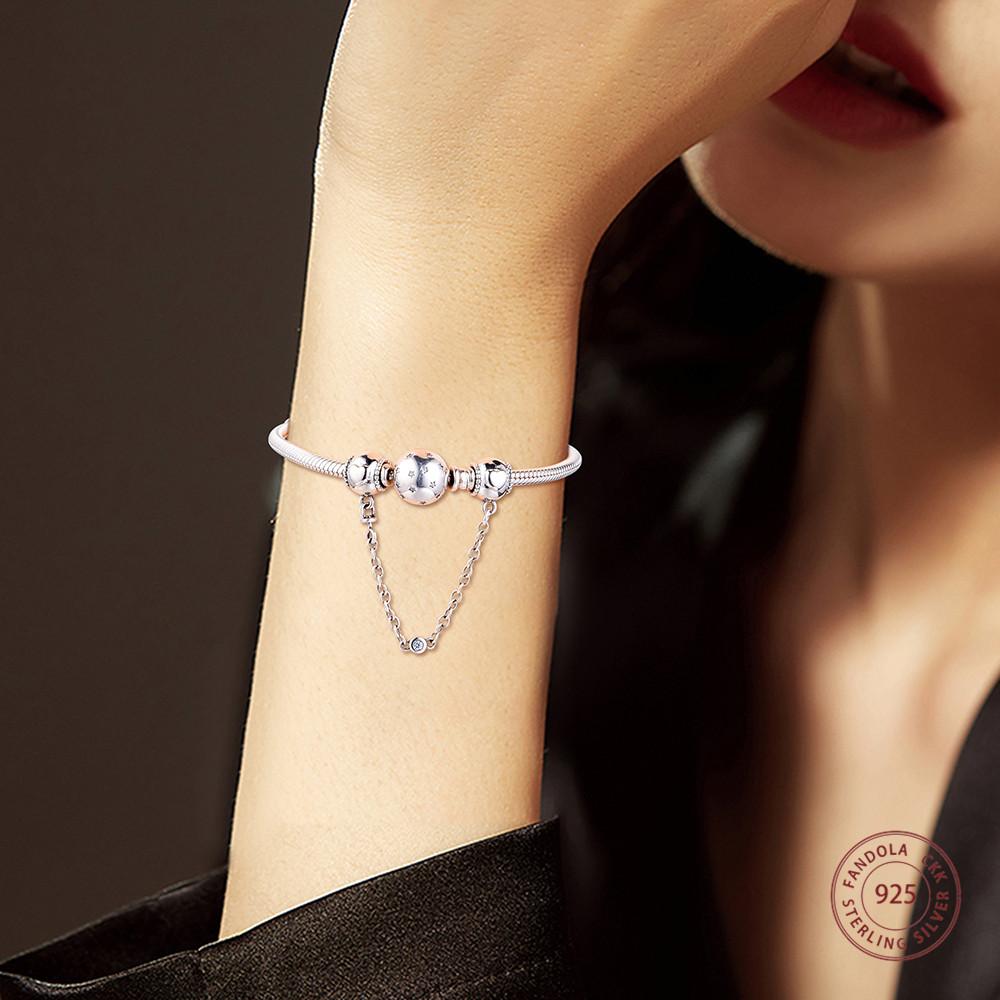 Passend für Europa-Armbänder, geprägte Herzen, Sicherheitsketten-Charms, 925er-Sterlingsilberperlen für die Schmuckherstellung