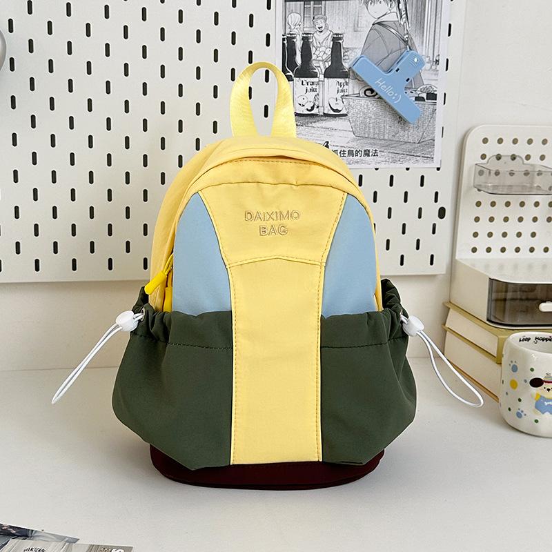 Retro versatile nylon backpack female student class schoolbag contrasting color block large capacity casual backpack male