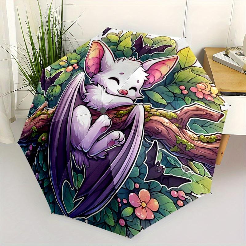 

1pc Cute Bat on a Branch Automatic Opening and Closing Folding - A Good Choice for Gifts, Fashionable and Convenient Umbrella With Cute Cartoon C
