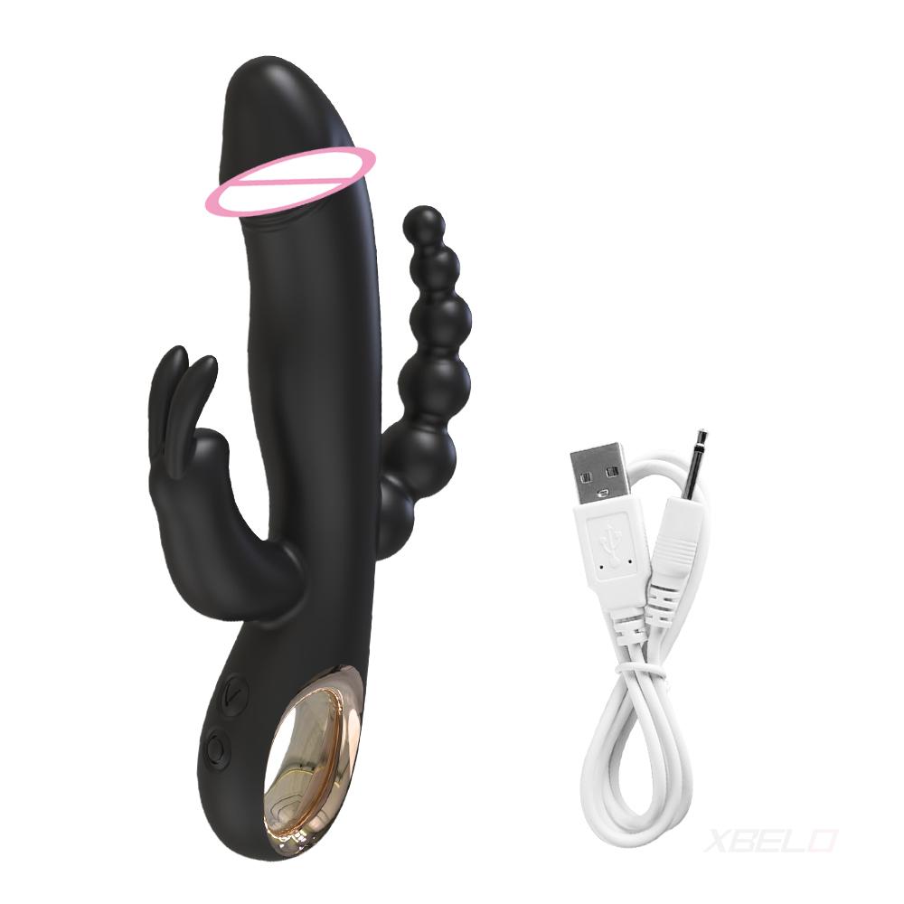 Rabbit Thrusting Vibrator for Woman 3 in 1 G Spot Clitoris Stimulator Vagina Massager Female Masturbator Backyard Anal Sex Toy
