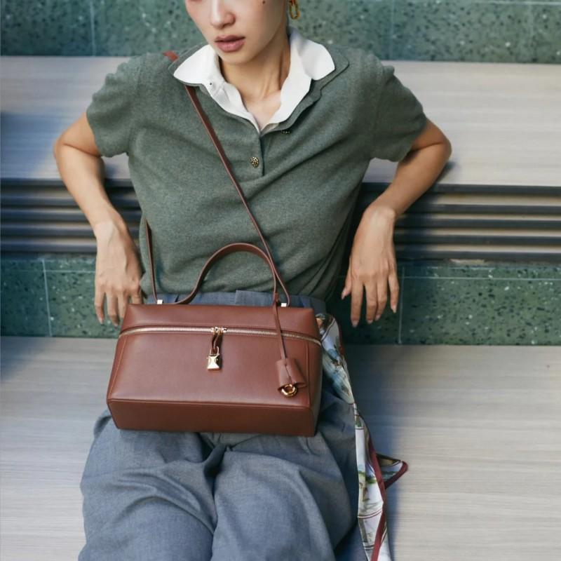 Genuine Leather Lunch Tote Bag Retro Vintage Handbag Daily Shoulder Women