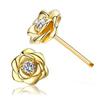 Rose Gold Flower and Diamond Stud Earrings, Fashionable and Beautiful