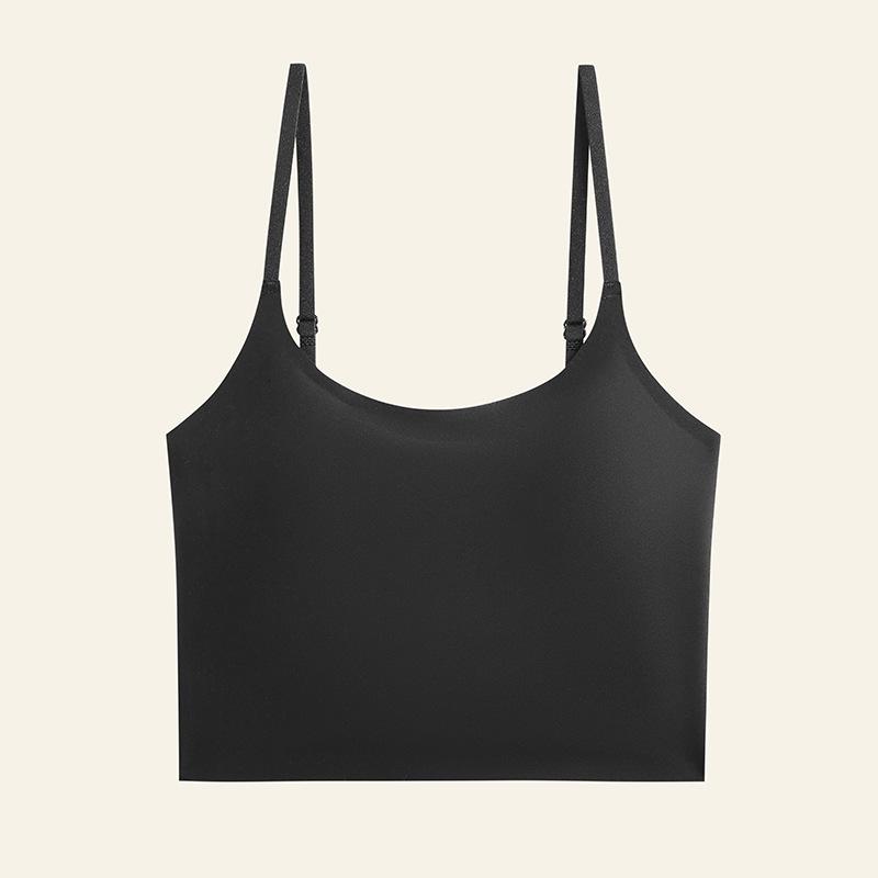 Seamless Ice Silk Spaghetti Strap Tank Top - Women's Slimming One-Piece with Beautiful Back Design